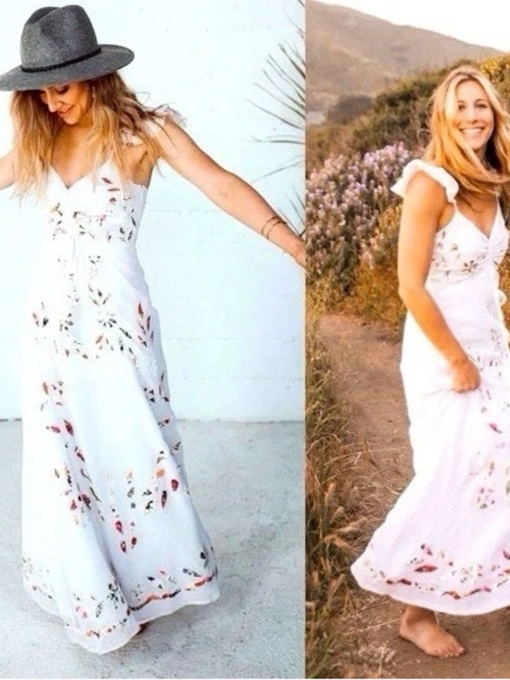 Anthropologie Farm Rio Quintana White Embroidered Floral maxi dress Sz 0 - Picture 2 of 11